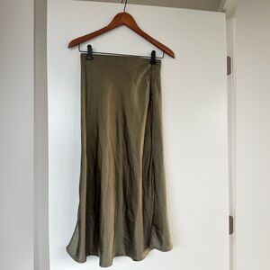 Chic Olive Women's Midi Satin Skirt